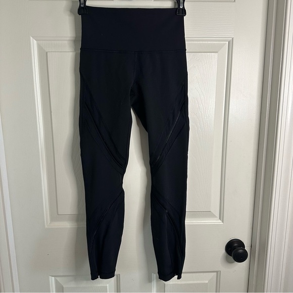 Lululemon Wunder Under 25” Black High Rise Mesh Pants Align Luon Times 7/8 - Picture 1 of 6